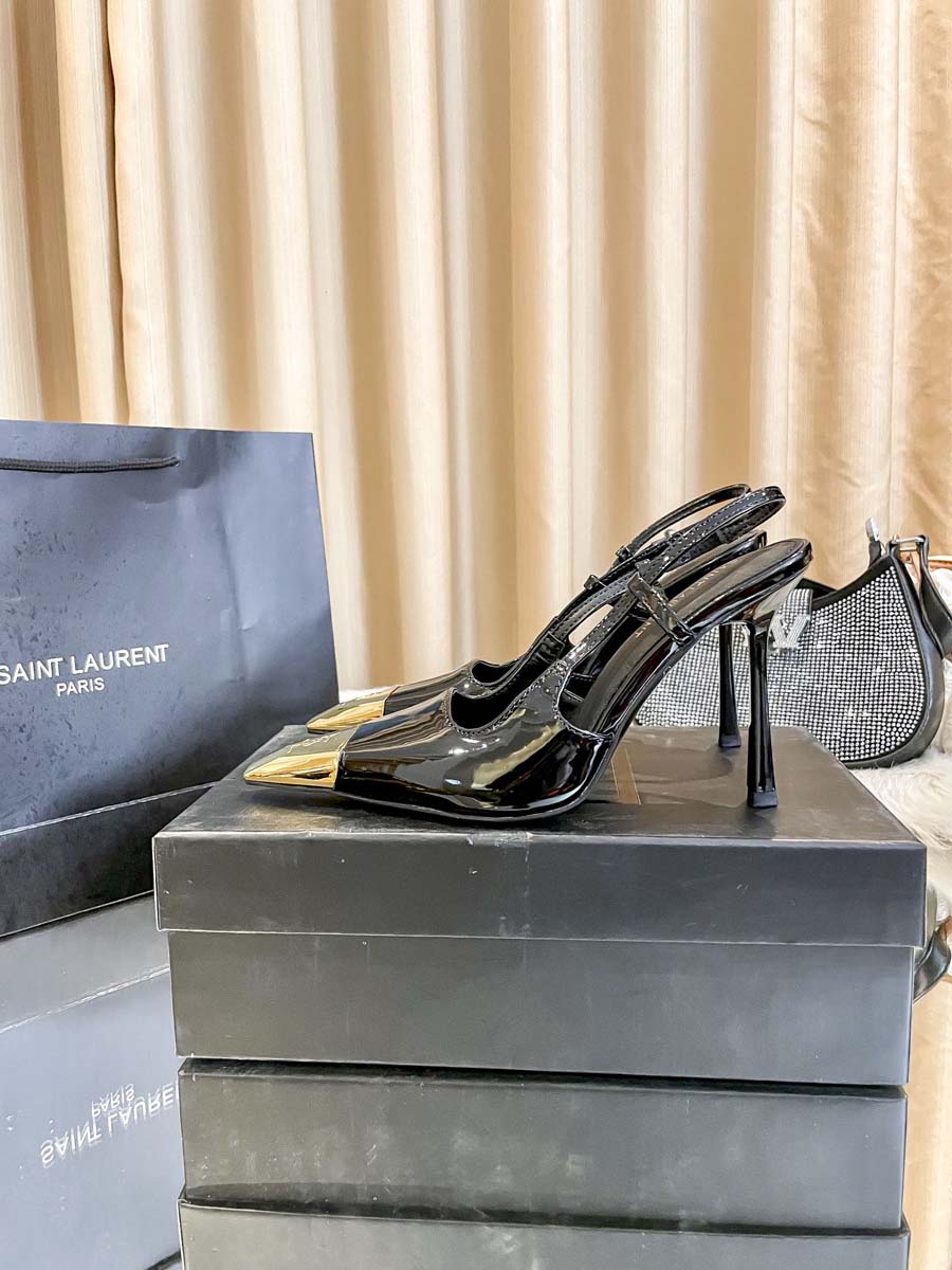 YSL Pumps Real Leather High Heels Shoes 