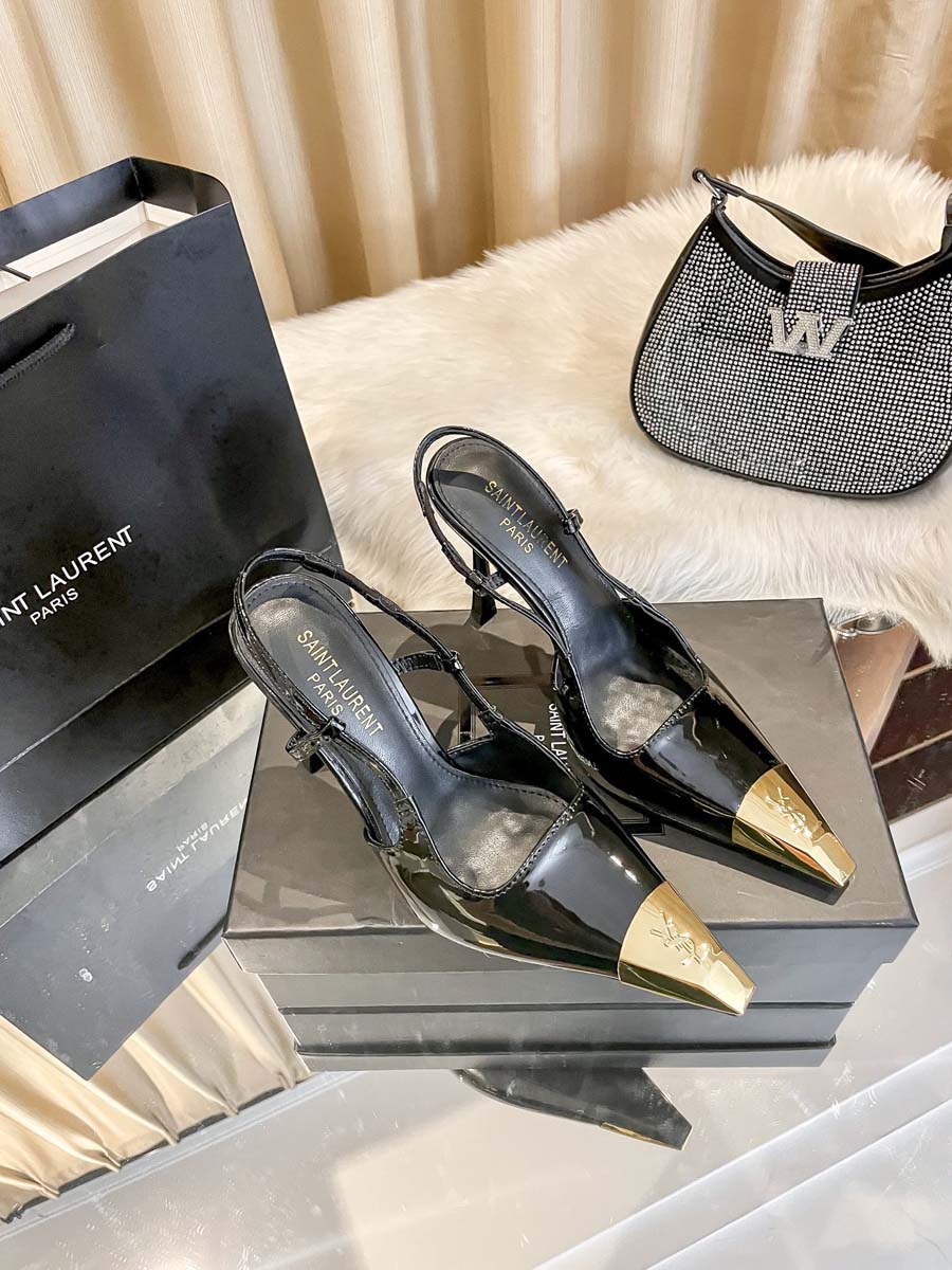 YSL Pumps Real Leather High Heels Shoes 