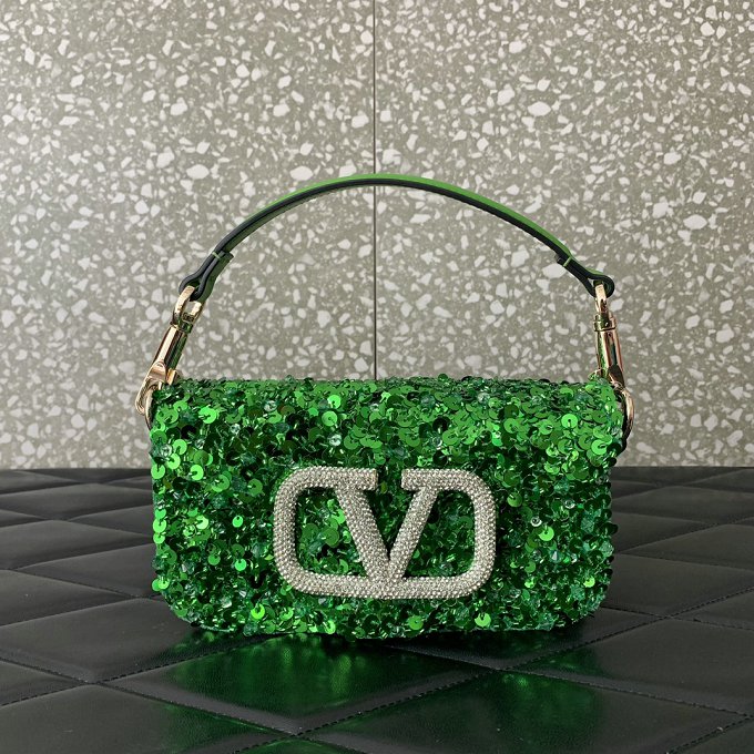 Valentino Garavani Mini Loco 3D Embroidered Handbag Swarovski Crystal Handbag