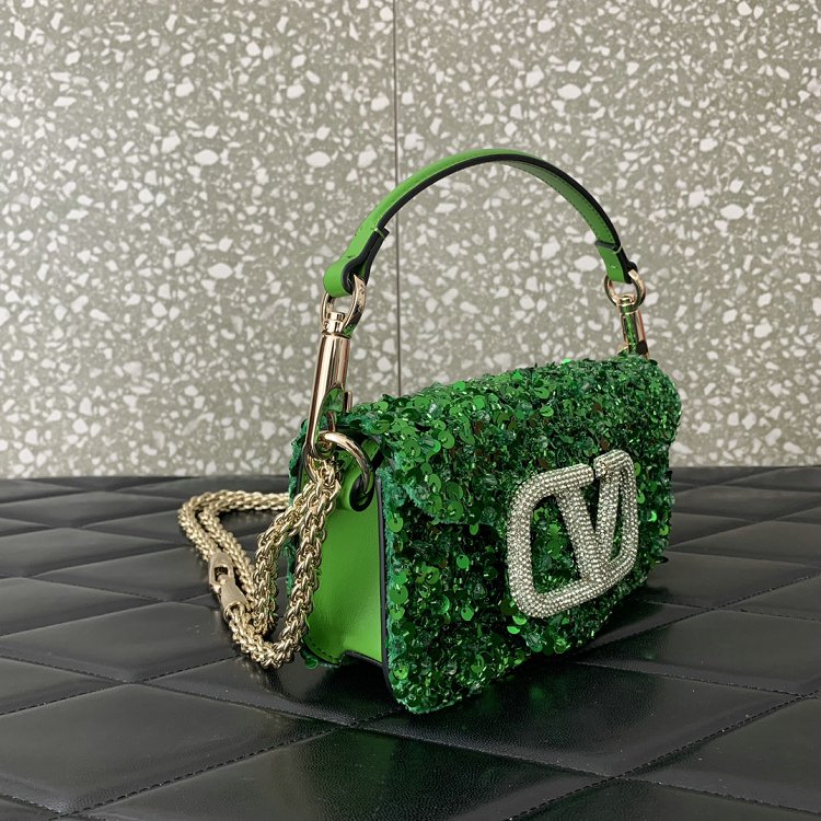 Valentino Garavani Mini Loco 3D Embroidered Handbag Swarovski Crystal Handbag