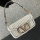 Valentino Garavani Loco V Logo Signature Women Shoulder Bag Real Leather White